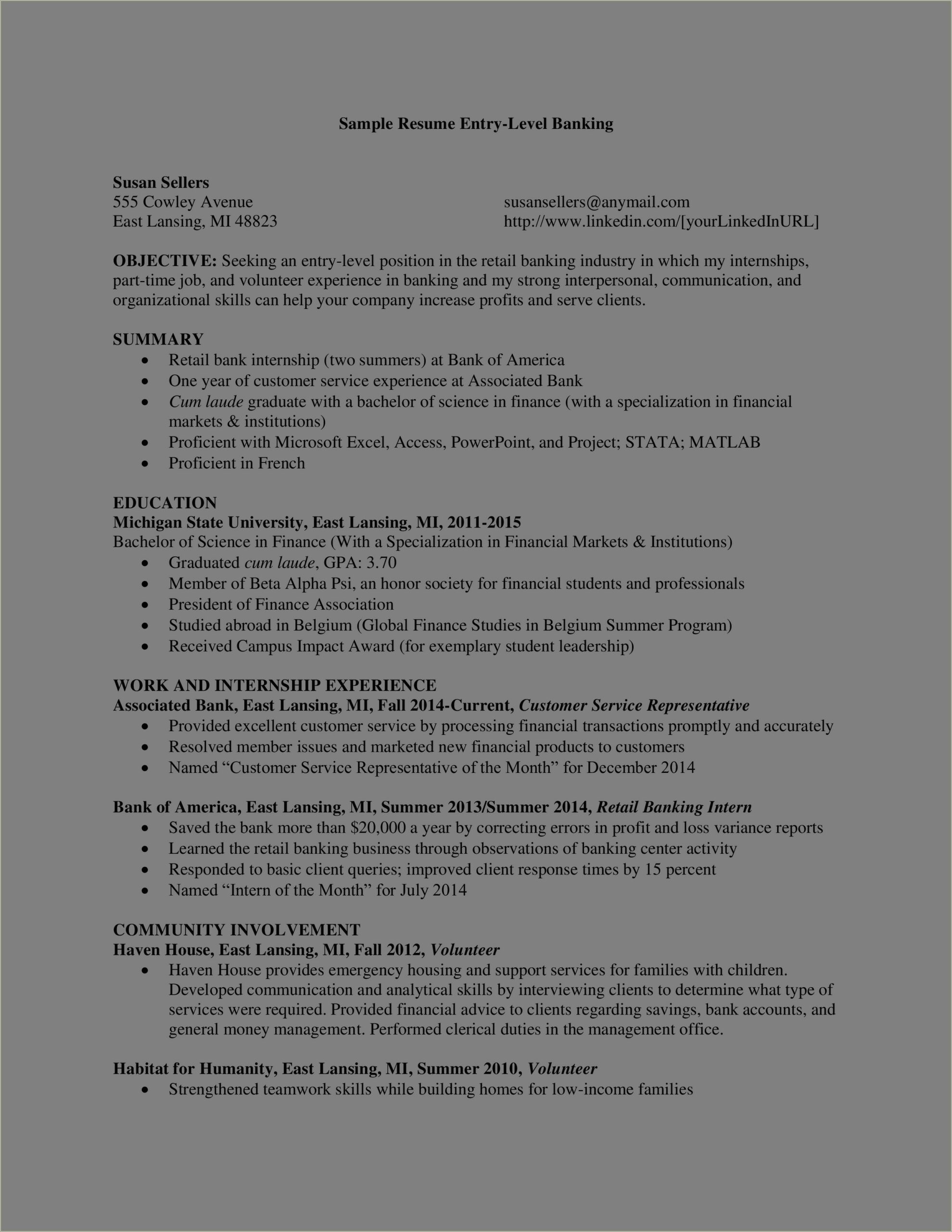 Communications Studies Major Resume Examples Entry Level