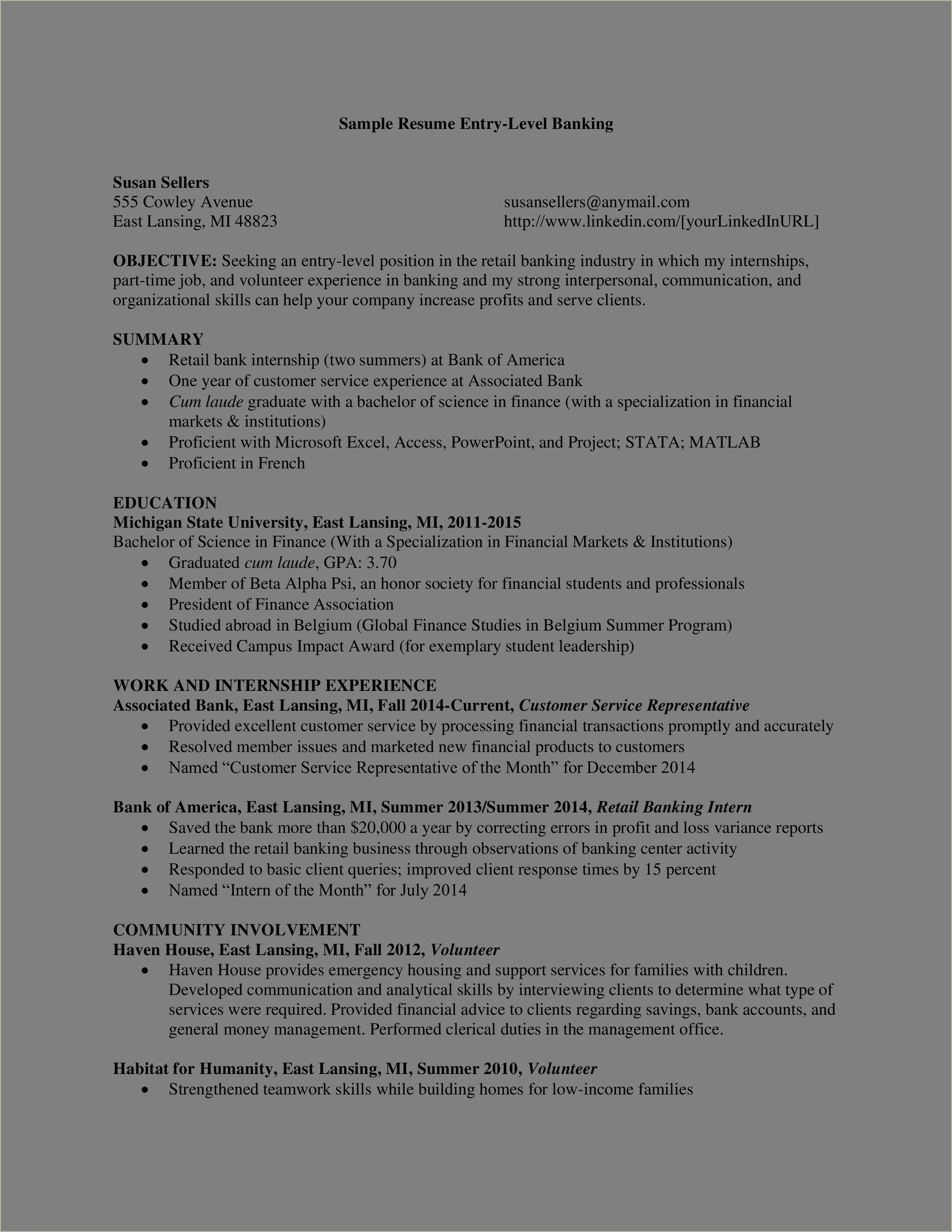 Communications Studies Major Resume Examples Entry Level