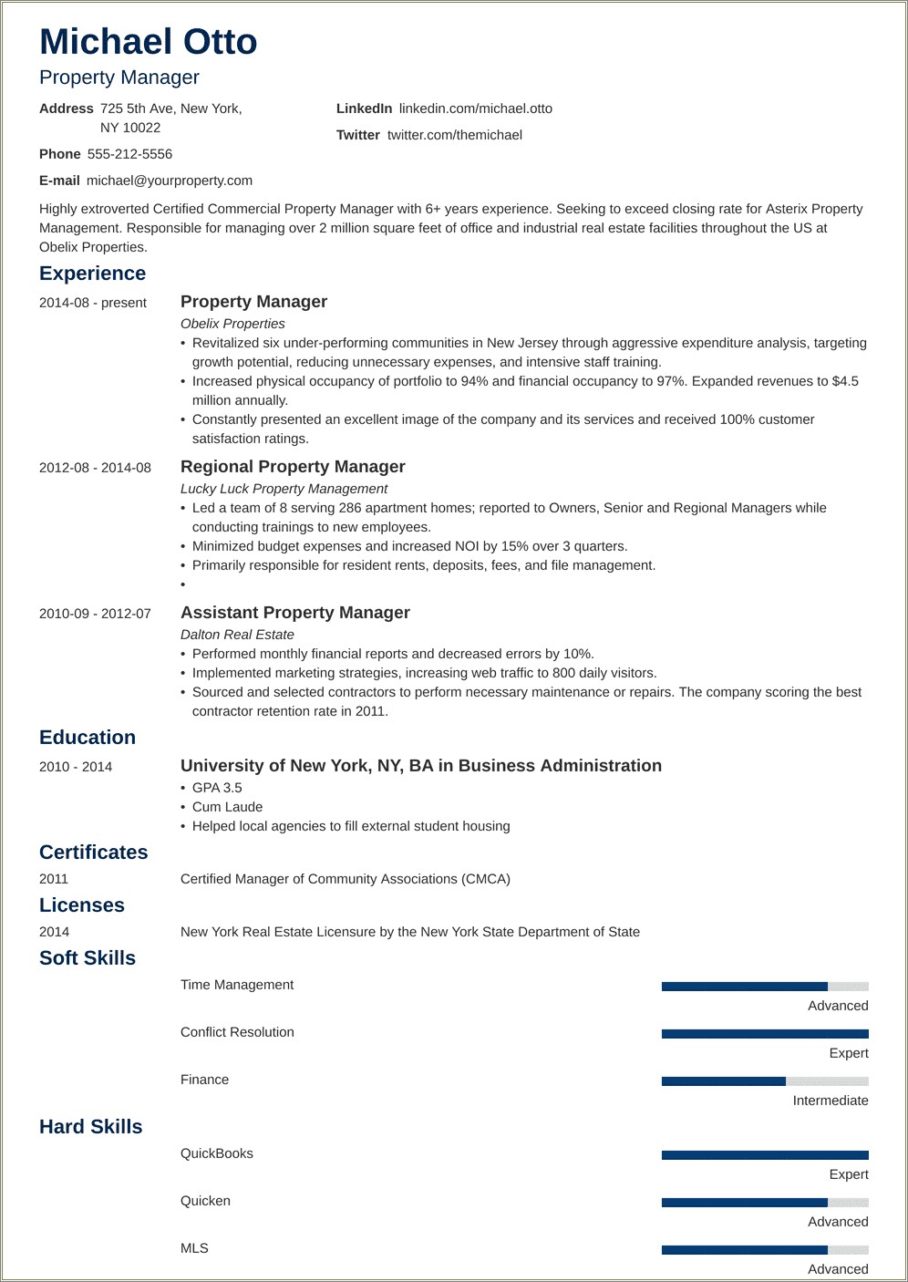 Community Association Manager Resume Pdf Example