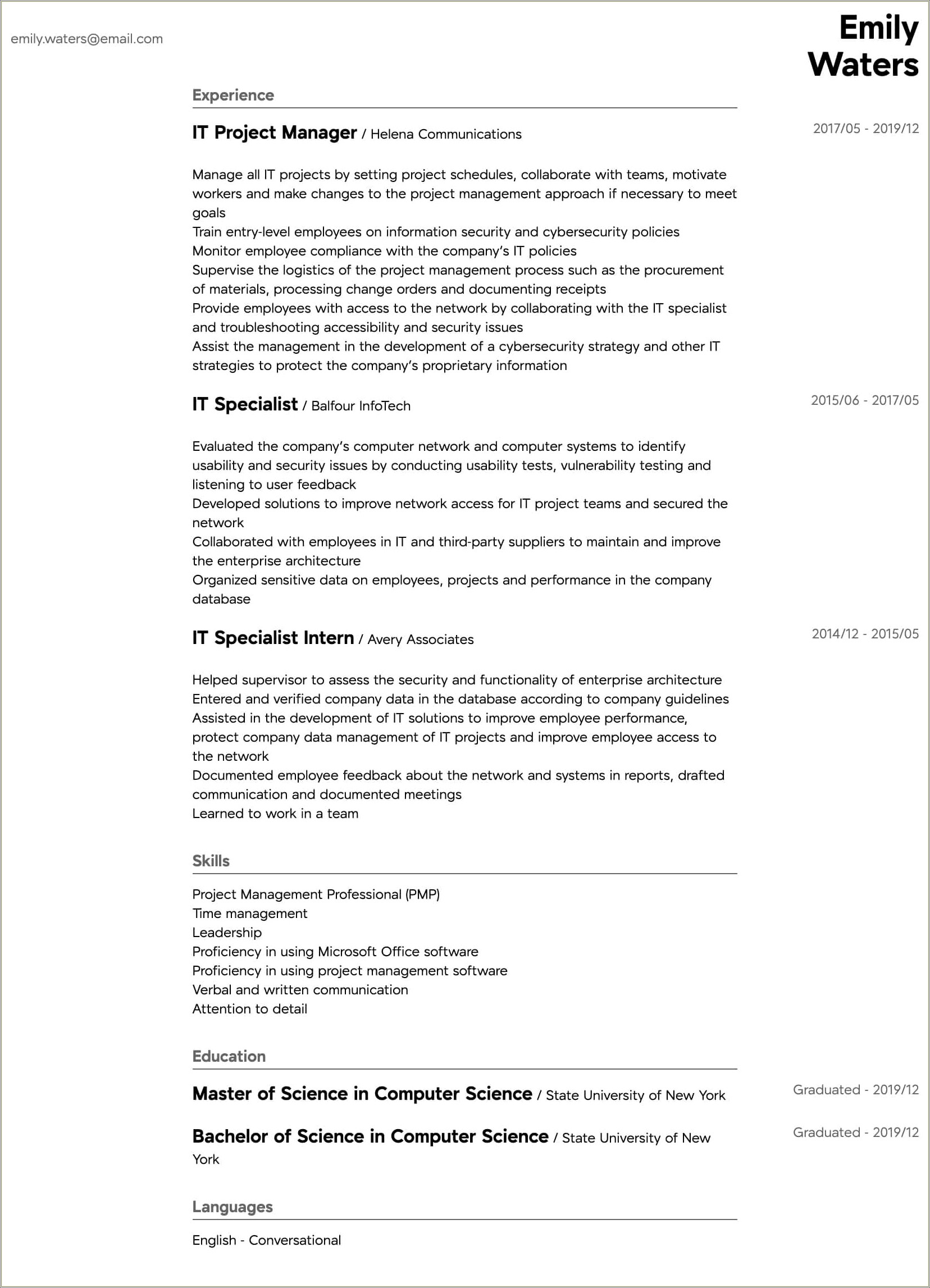 Computer Science Projects On Resume Example