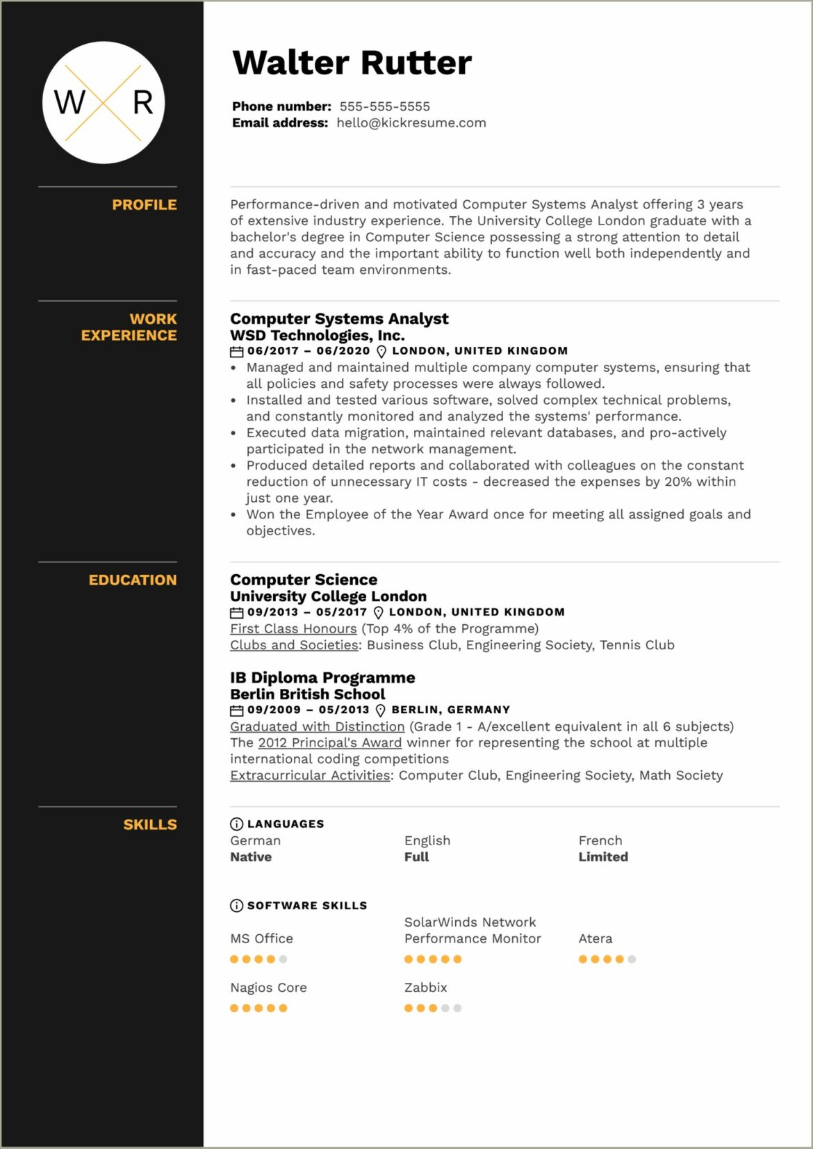 Computer Science Resume For Graduate School Example