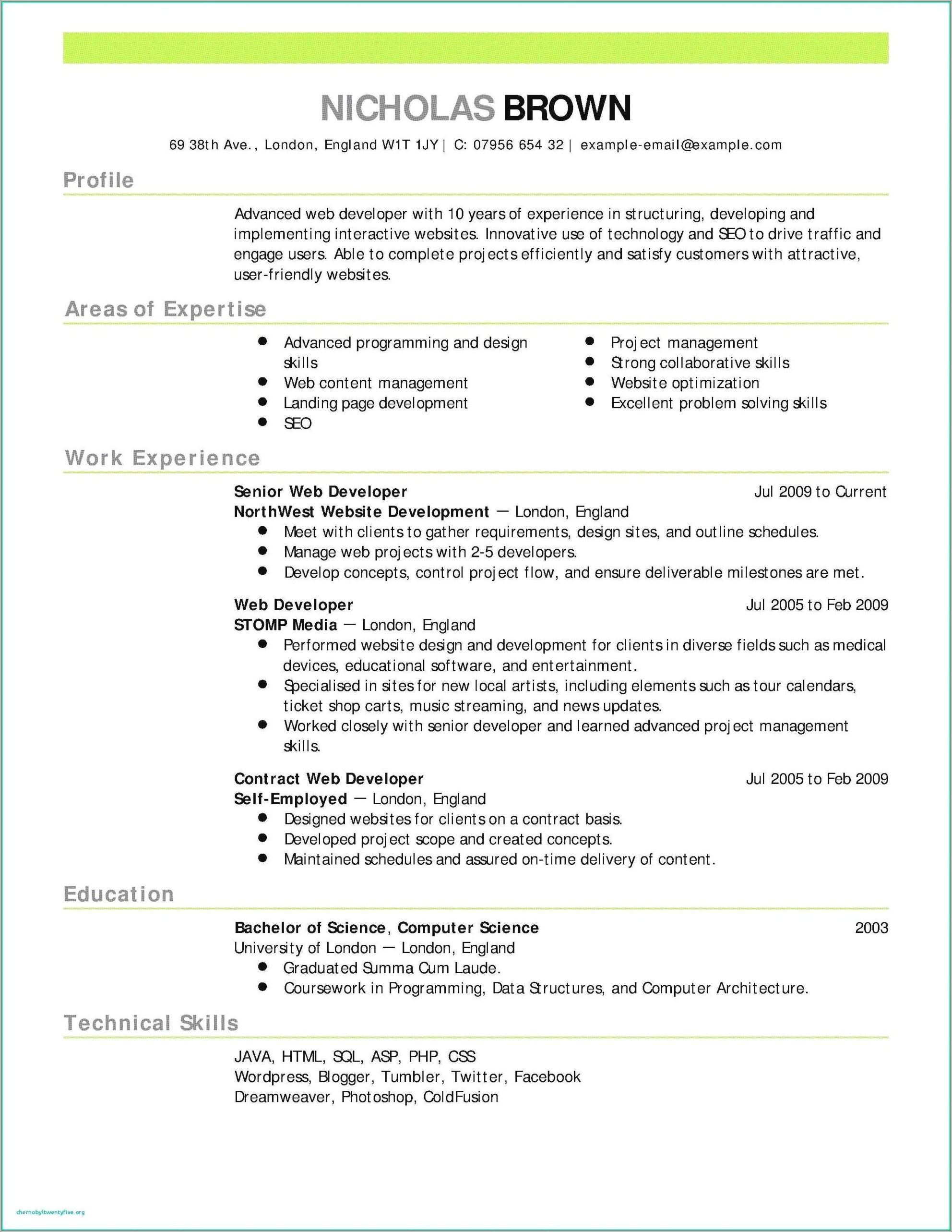 Computer Science School Projects On Resume