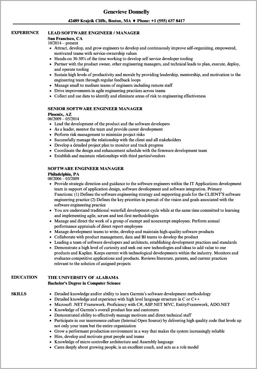 Computer Skills For Engineering Management Resume