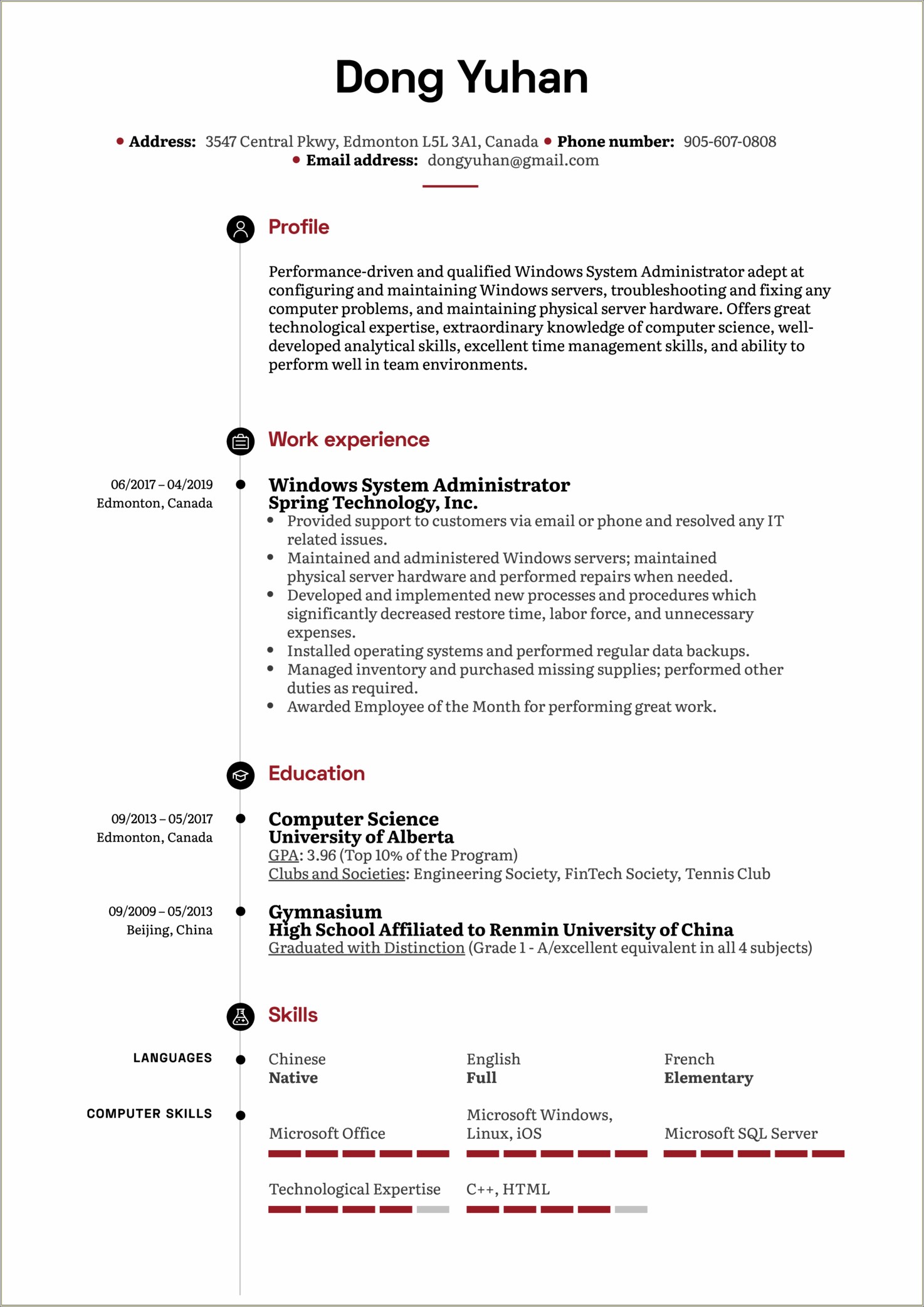 Computer Skills Section Of Resume Example