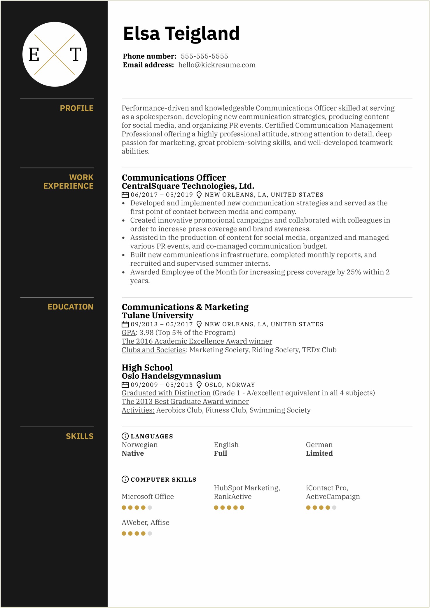 Comumication And Writing Skills In Resume