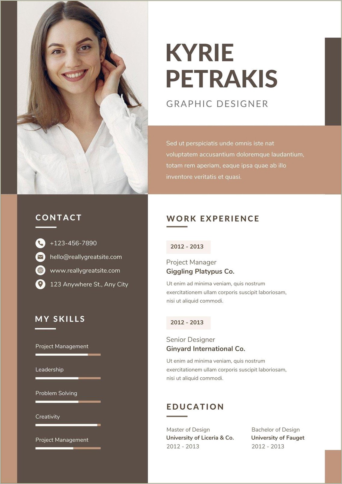 Conservative Resume Template With Color Free