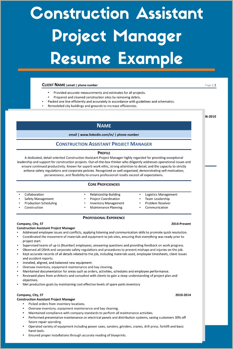 Construction Project Management Resume Examples Samples