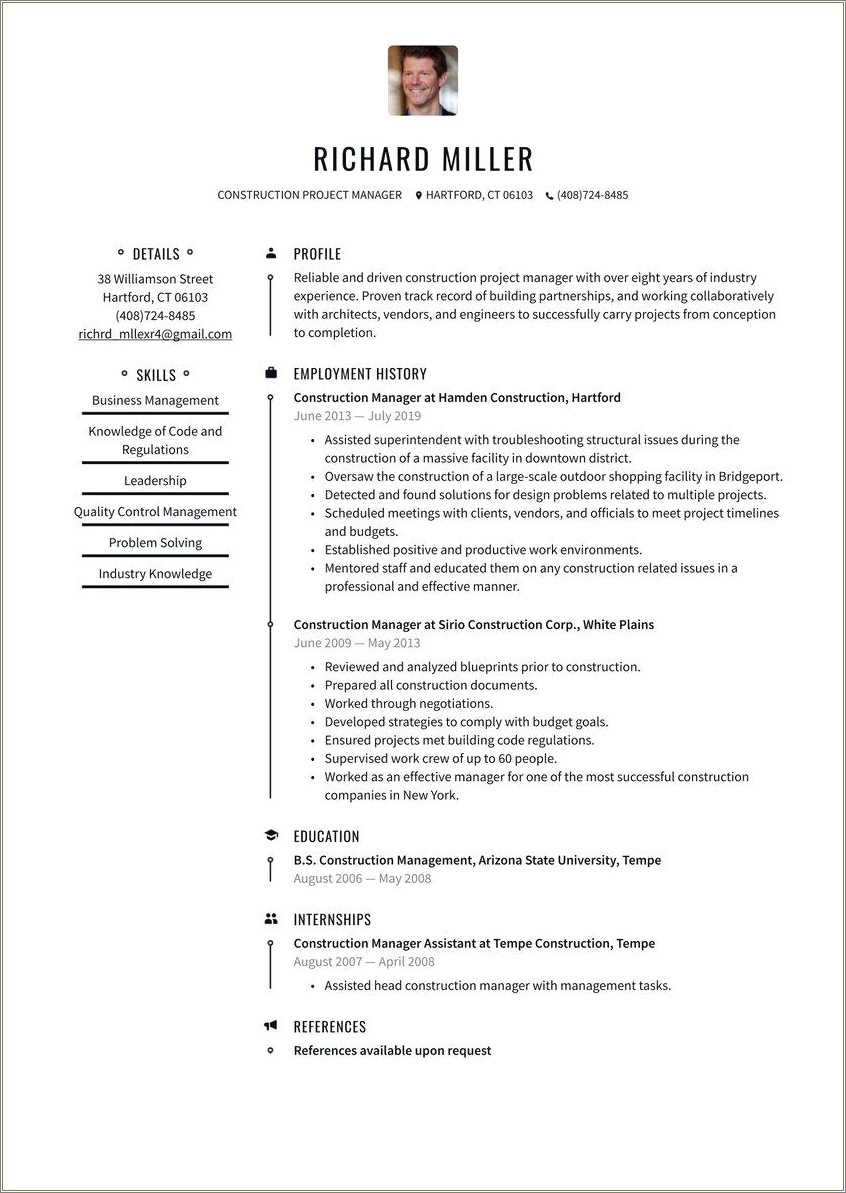 Construction Project Manager Resume Objective Statement