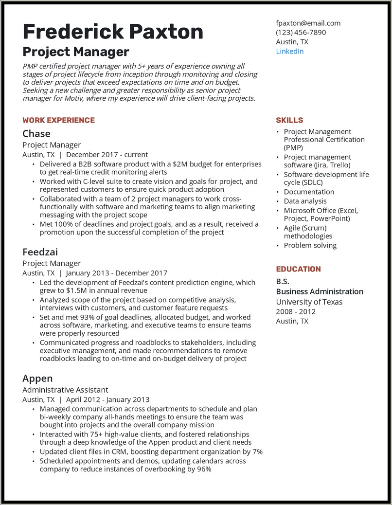 Construction Project Manager Resume Sample Doc