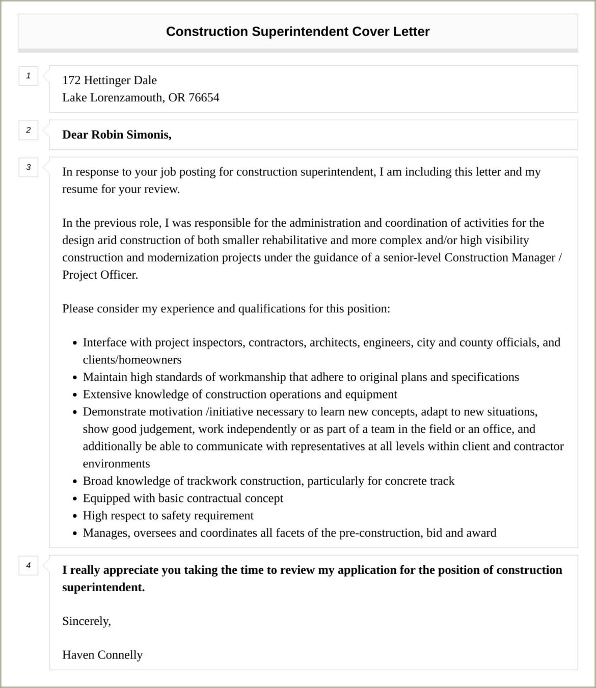 Construction Superintentendent Resume Cover Letter Free Samples