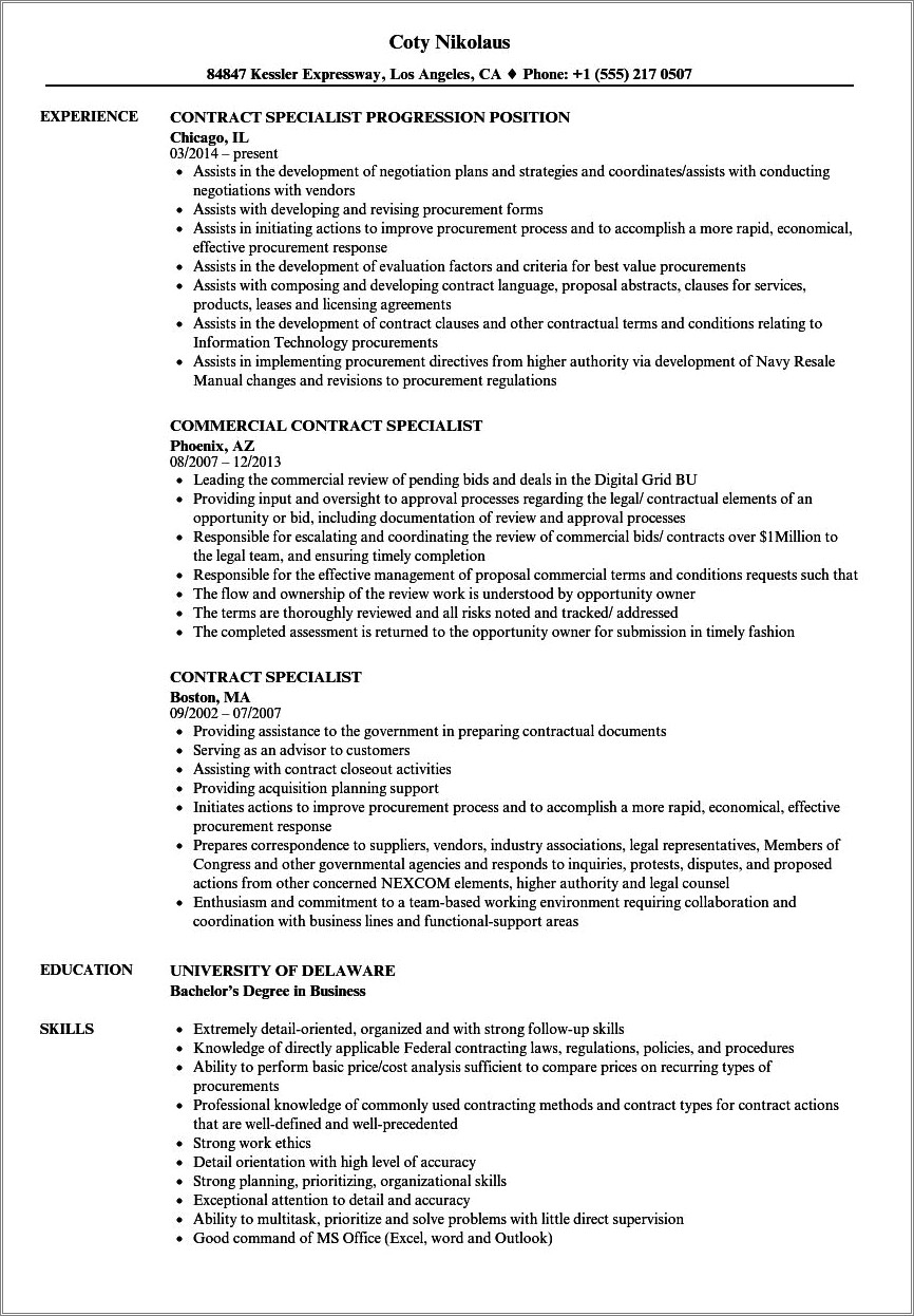 Contract Jobs On Resume Contracted With