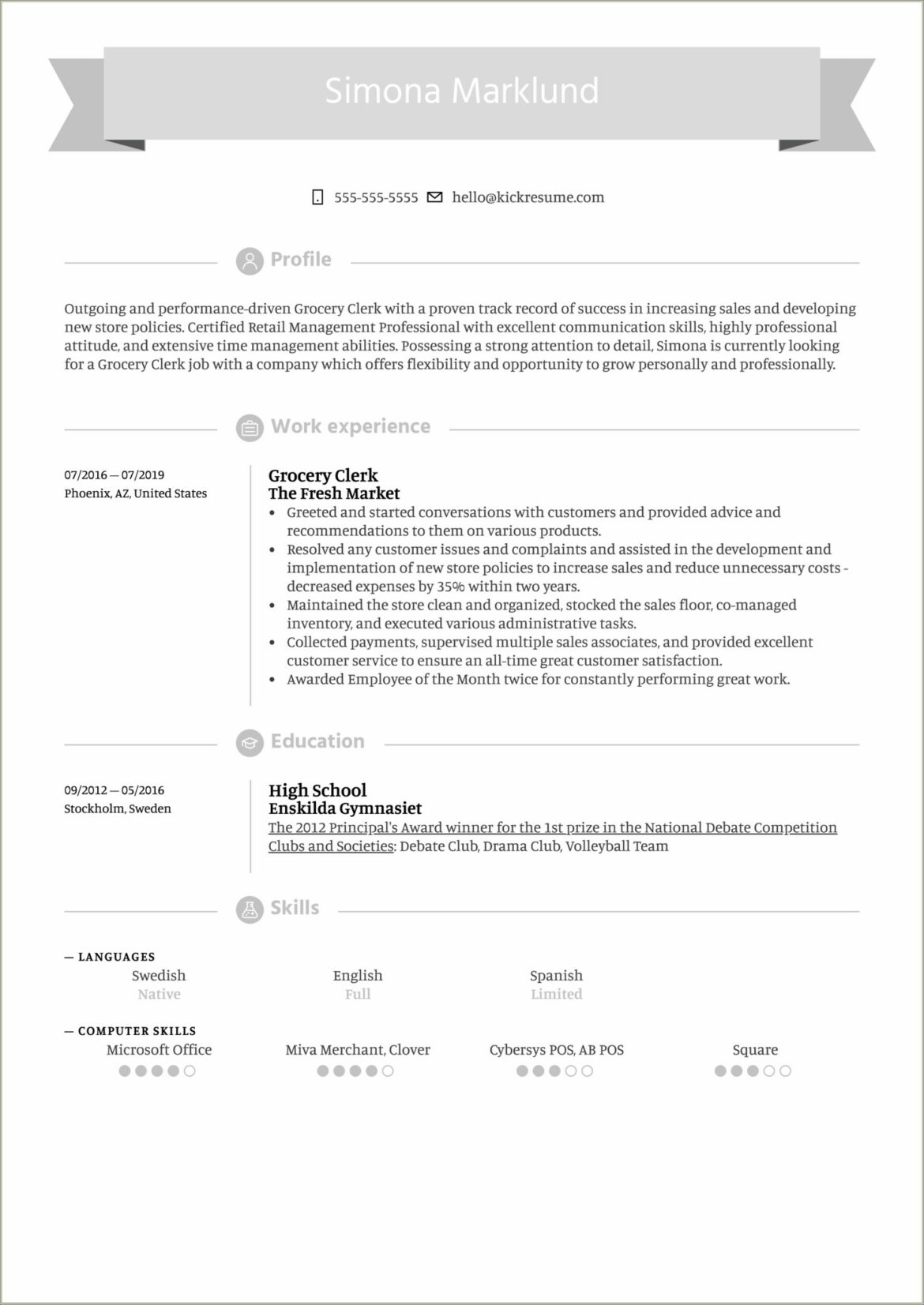 Convenience Store Clerk Job Description Resume