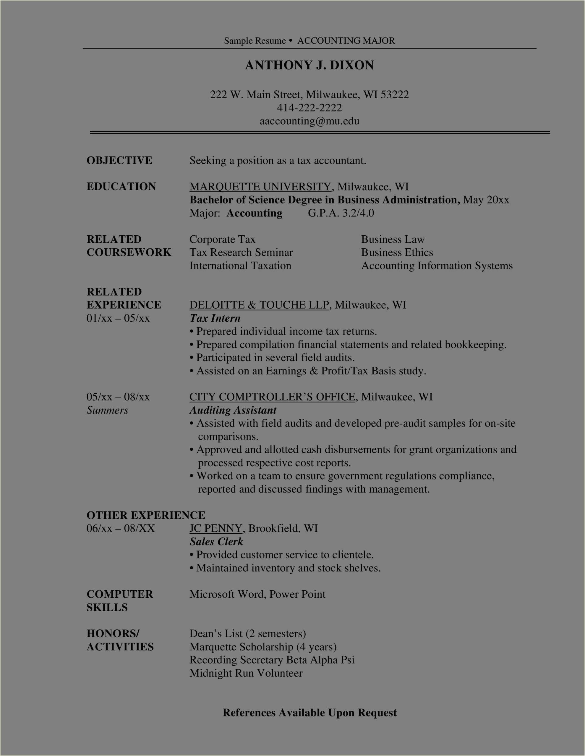 Cooperative Accounting Skills To List On Resume