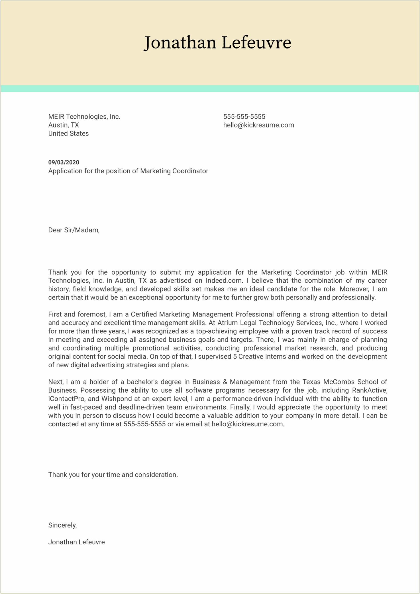 Coordinating Cover Letter With Resume Design