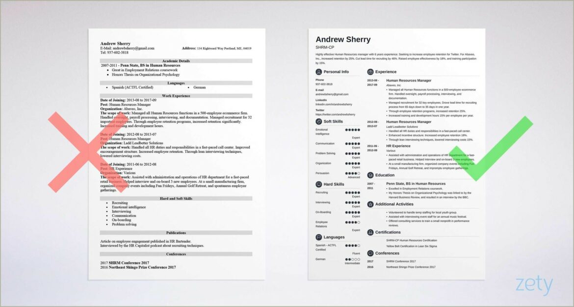 Copy Of A Resume For A Job