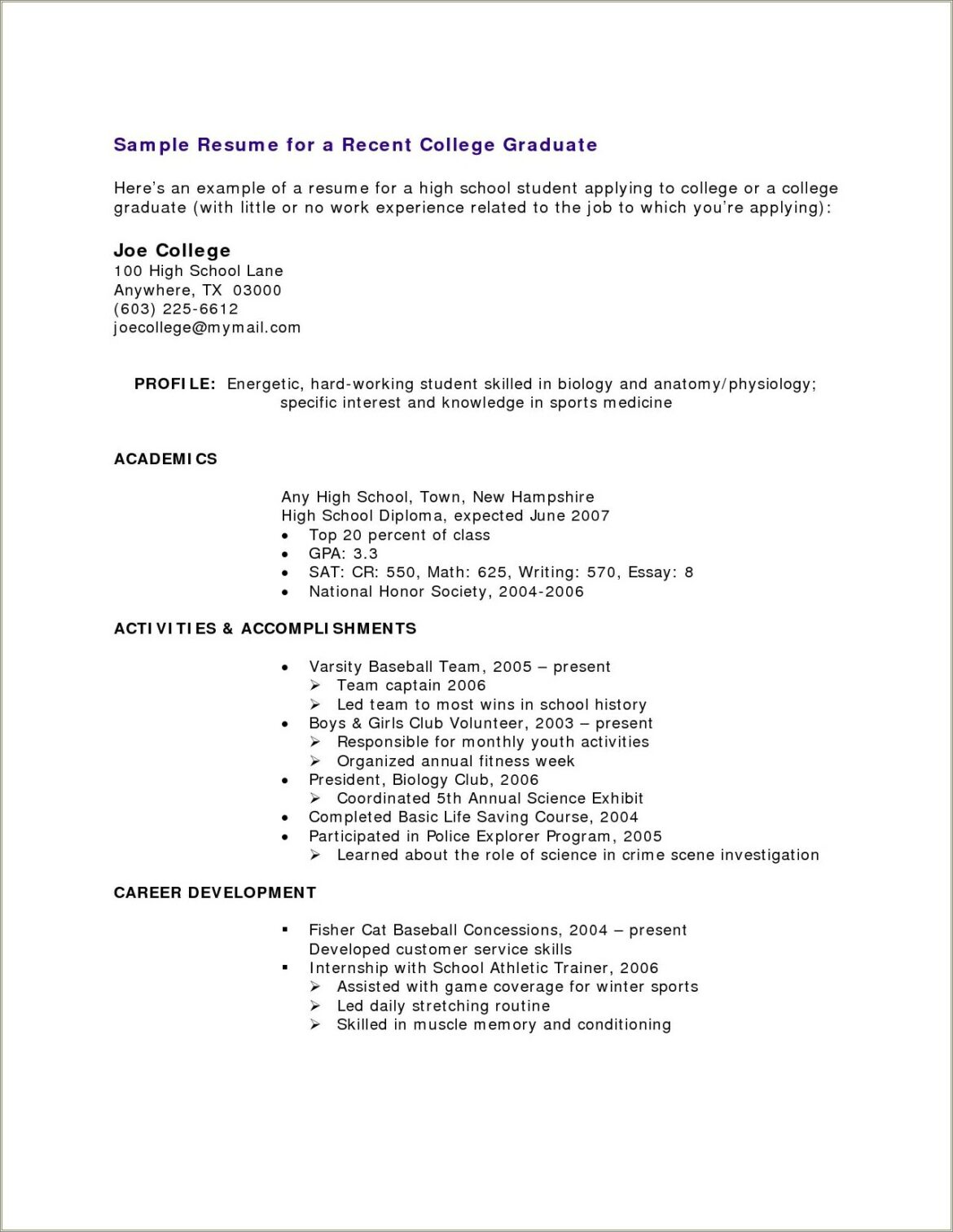 Copy Paste Resume For No Job Experience