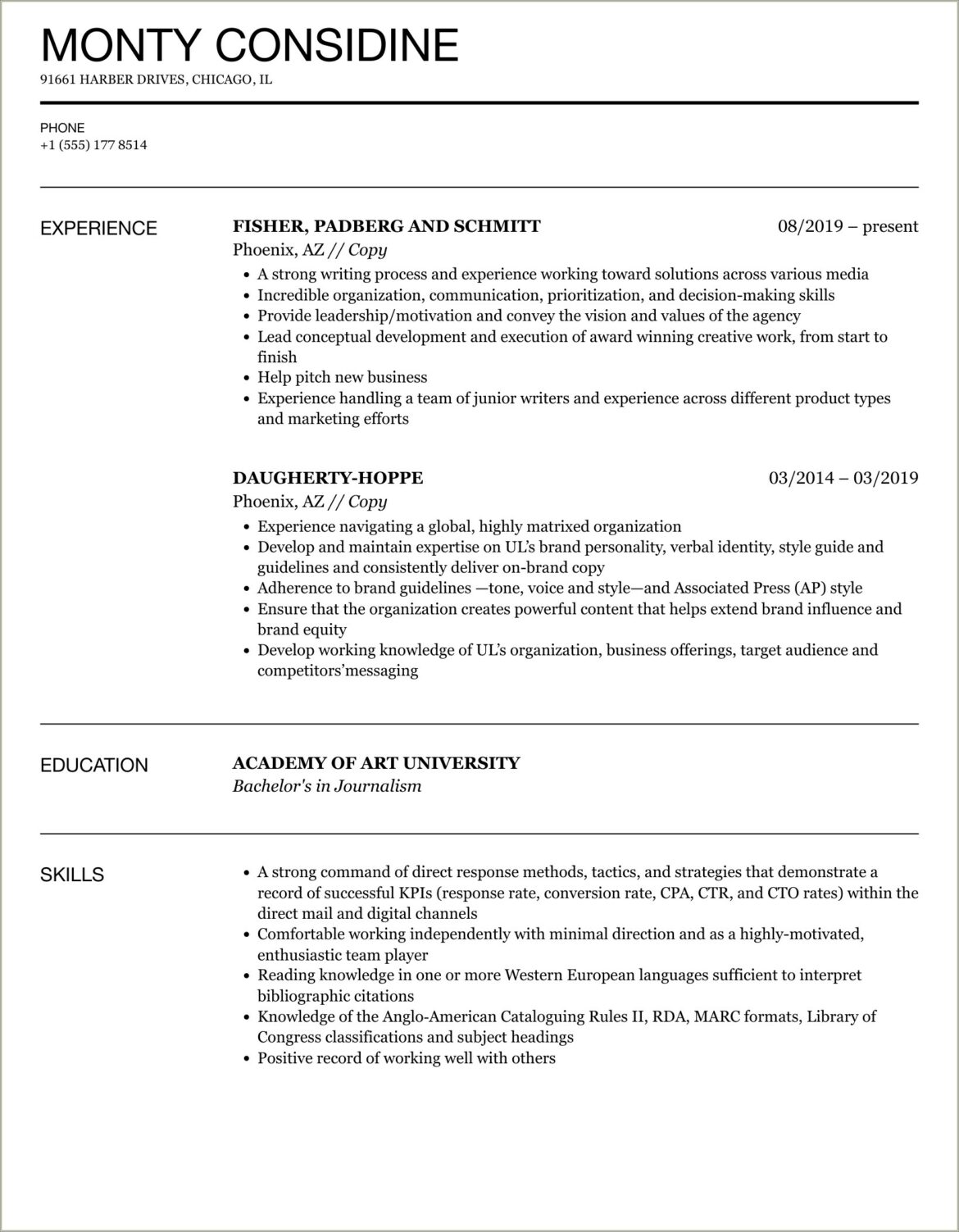 Copy Paste Work Skills For Resume