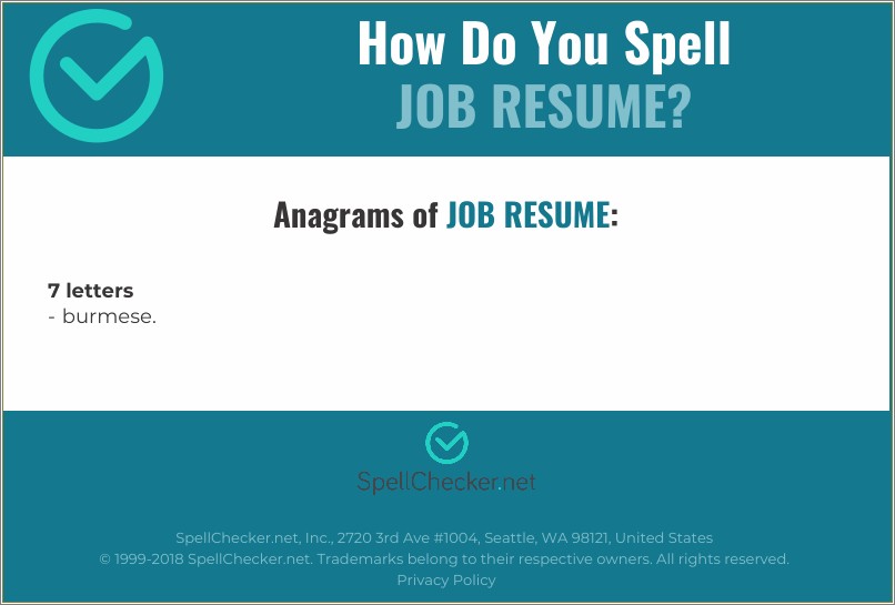 Correct Spelling Of Resume For Jobs