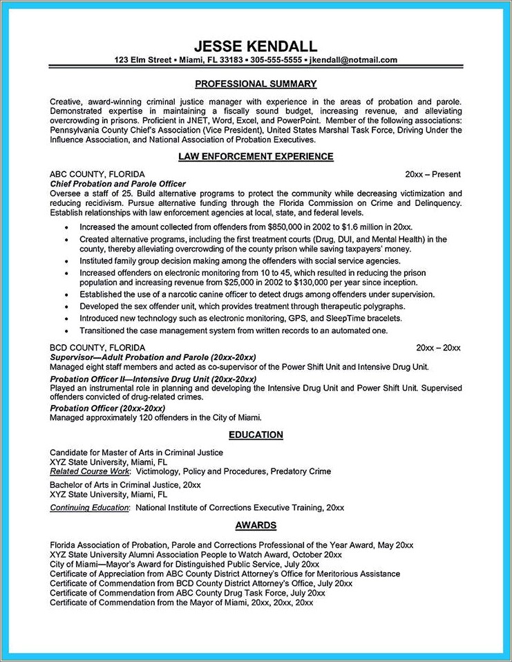 Correctional Officer Resume Samples No Experience