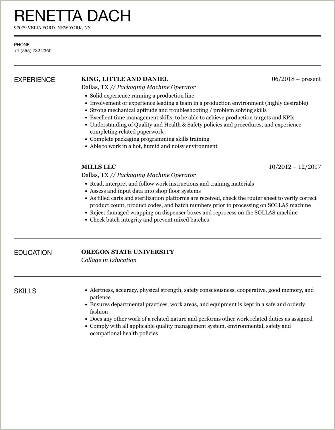 Cosmax Packaging Job Description For Resume