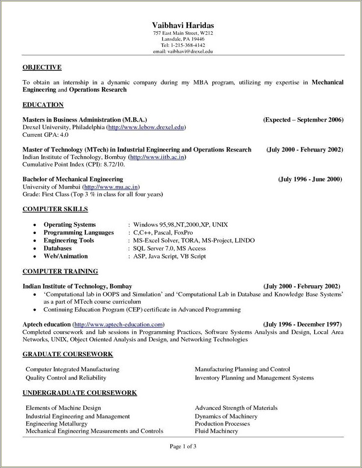 Coursework On Resume After First Job