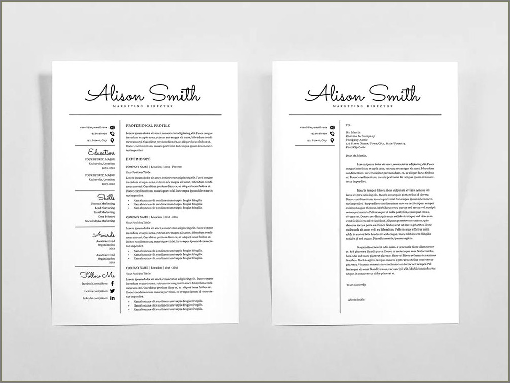 Cover Letter And Resume Font Match