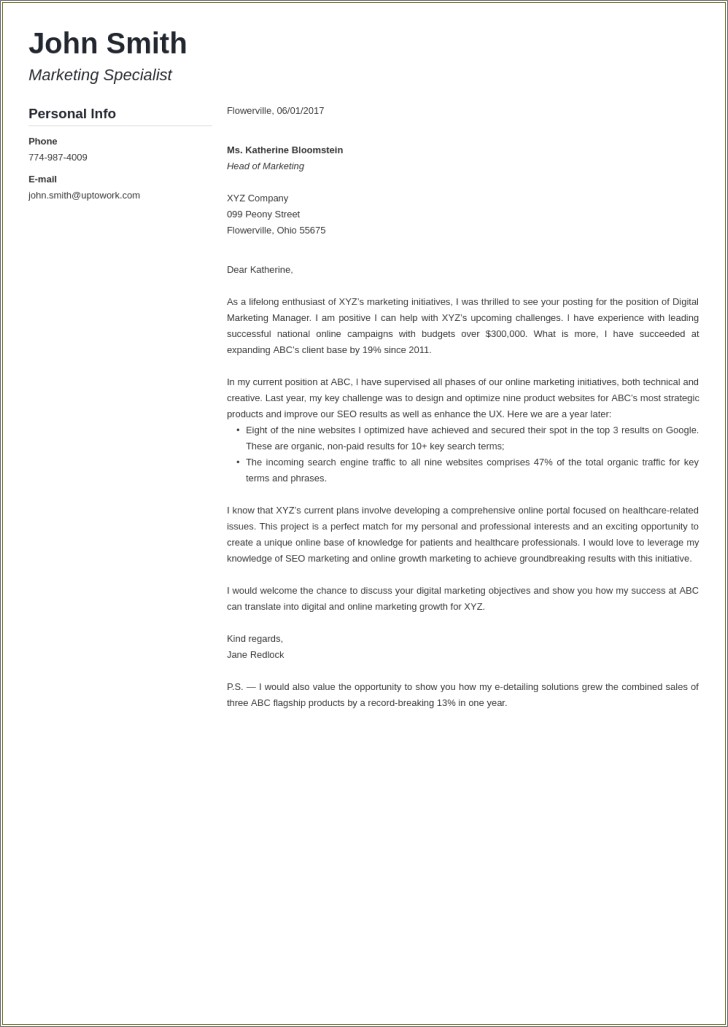 Cover Letter Examples For It Resume