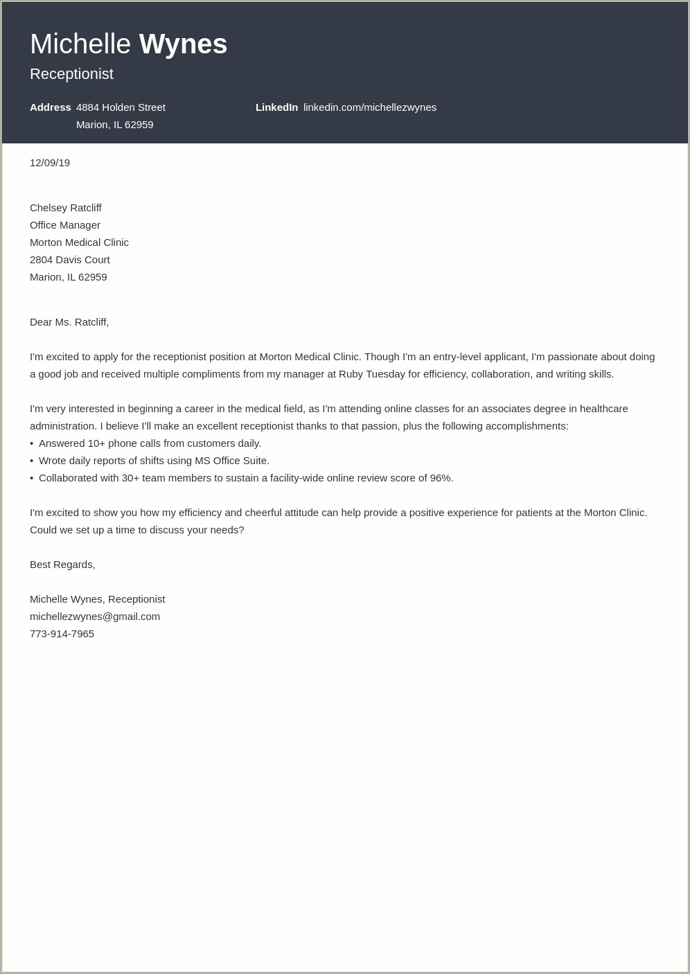 Cover Letter Examples For Resume For Teens