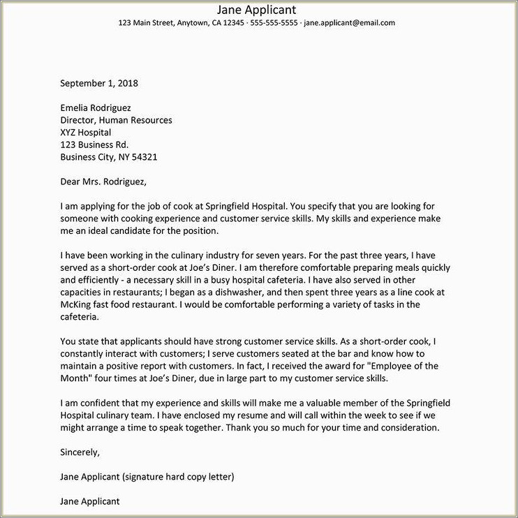 Cover Letter Examples For Resume No Experience