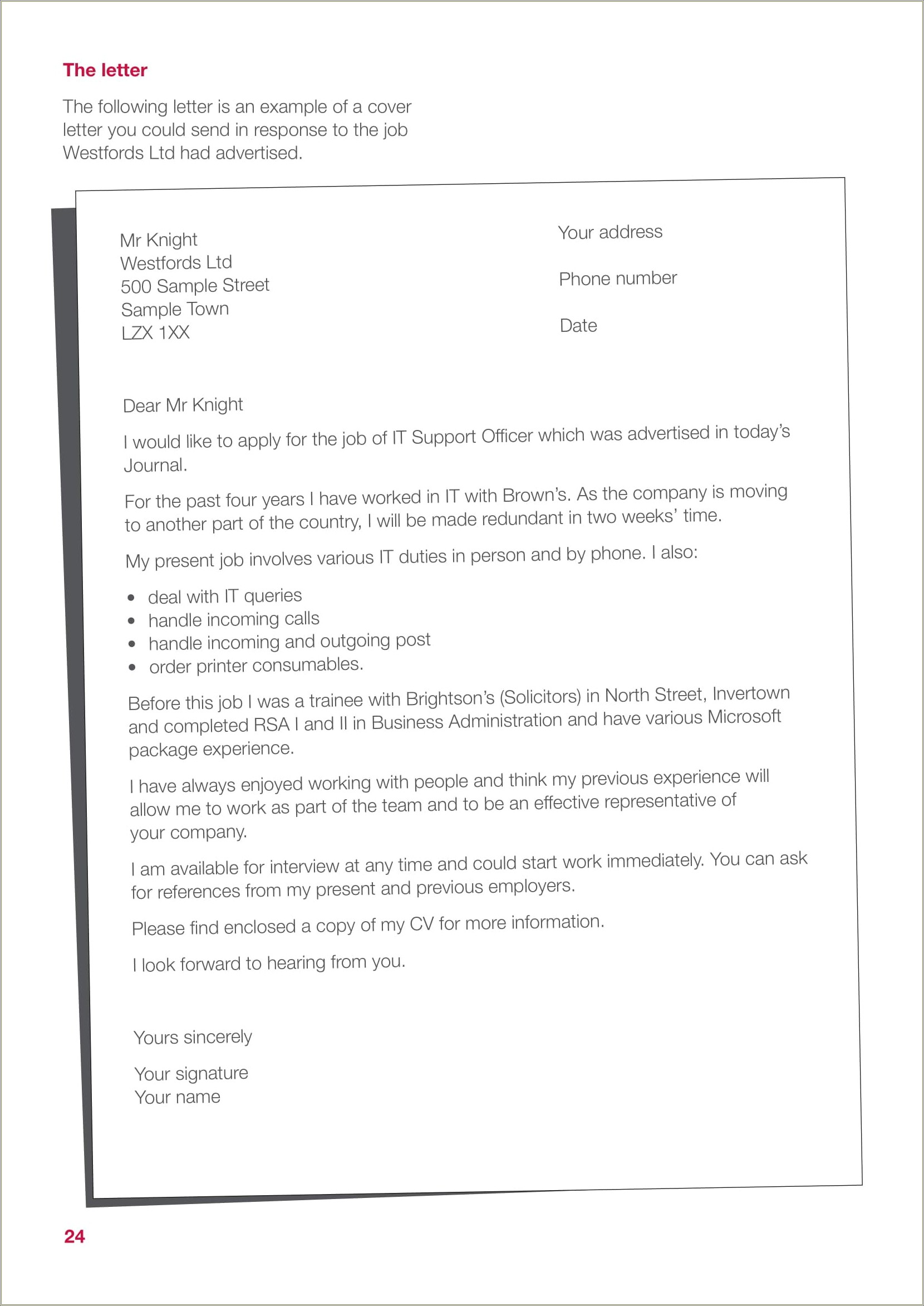 Cover Letter Examples For Resume Relocation