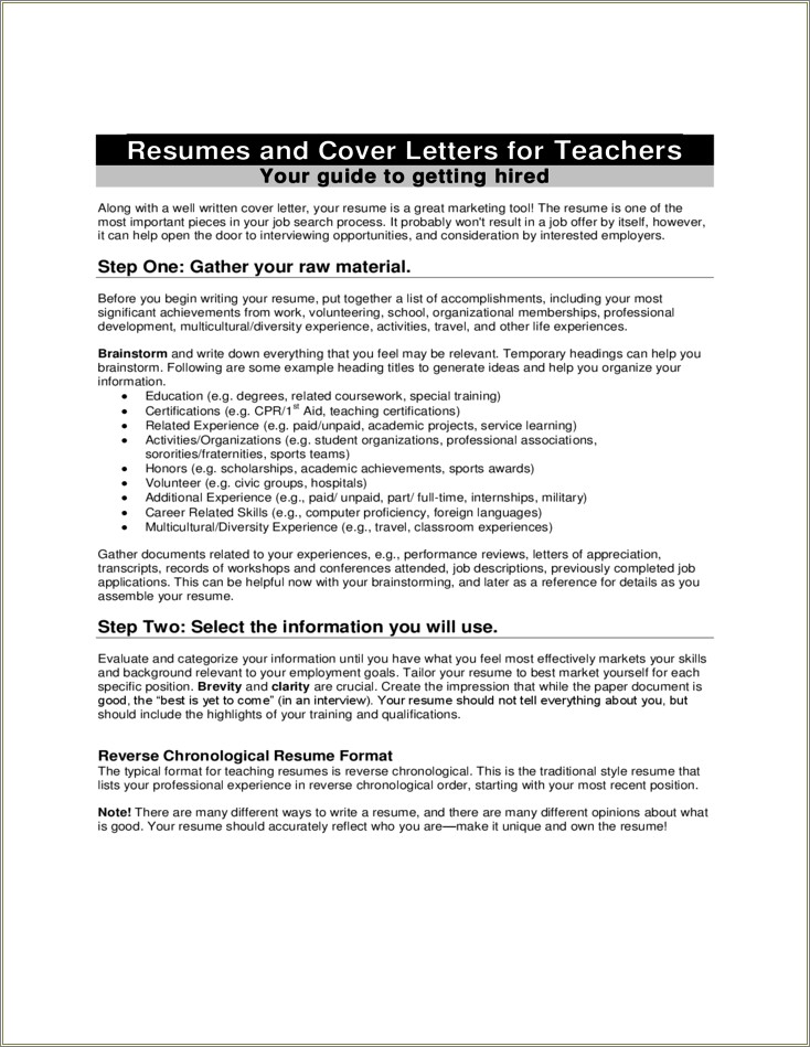 Cover Letter For Chronological Resume Example