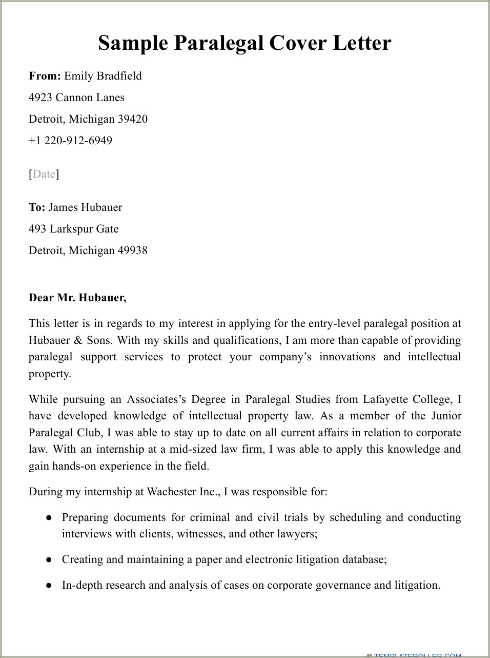 Cover Letter For Legal Secretary Resume