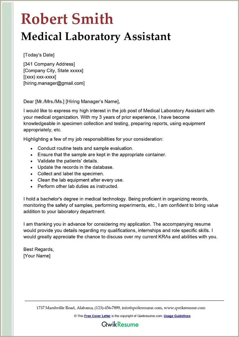 Cover Letter For Research Scientist Resume