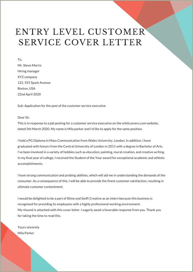 Cover Letter For Resume Entry Level Probation Officer