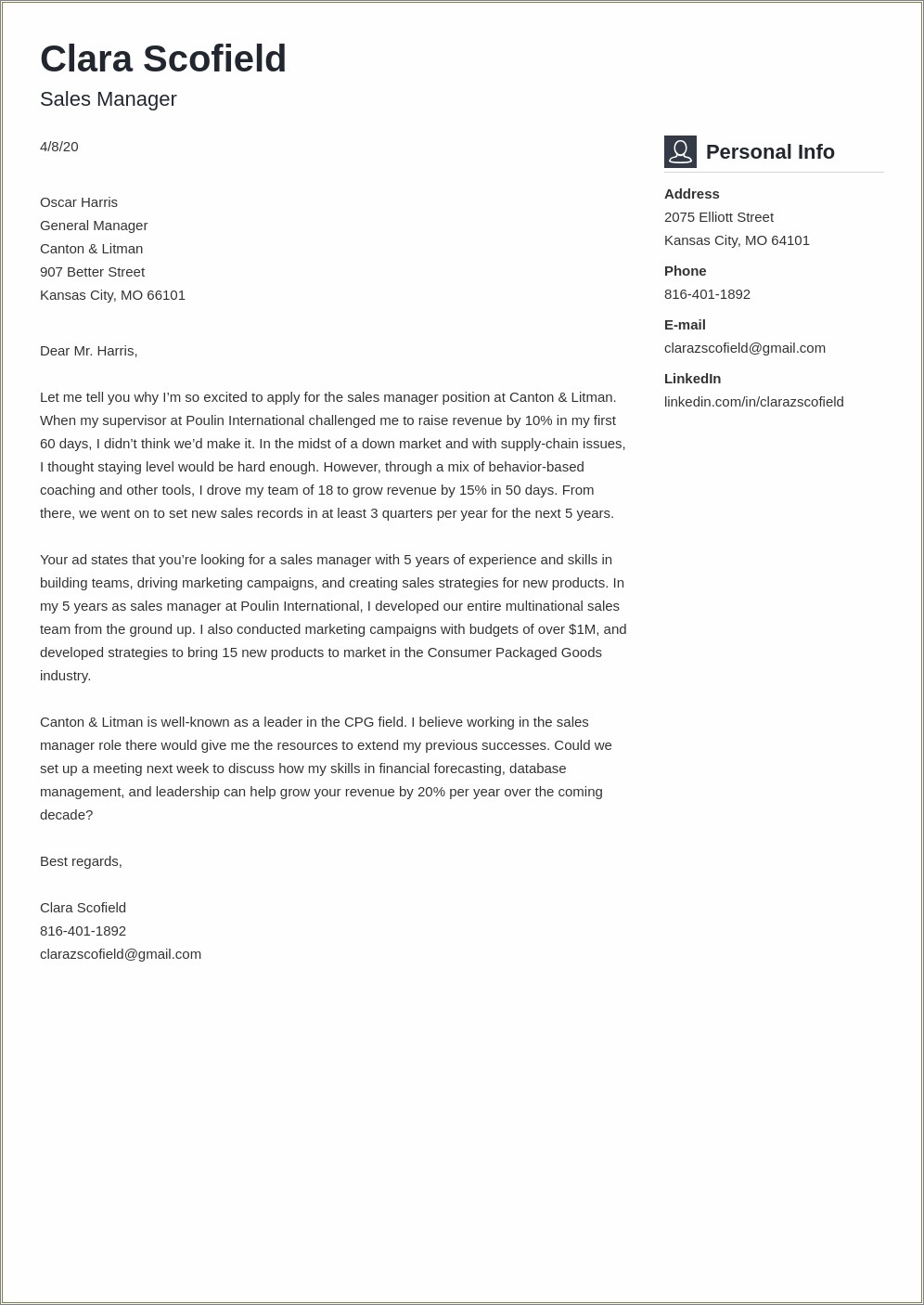 Cover Letter For Resume Sales Executive