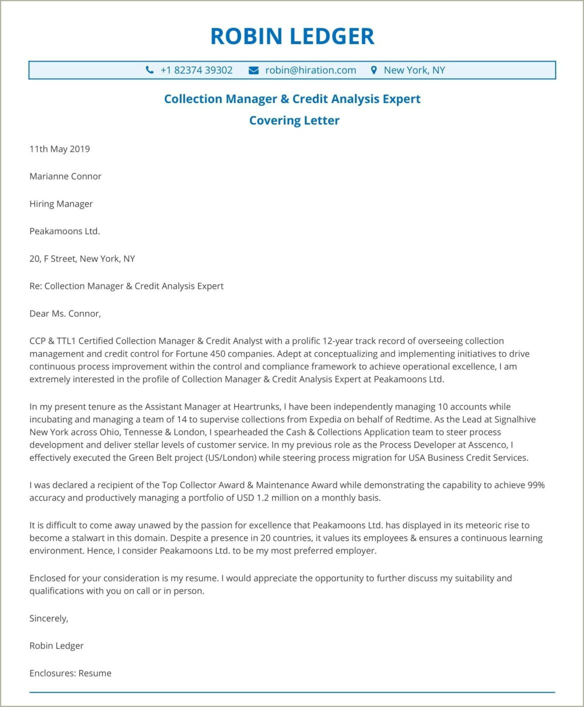 Cover Letter For Resume Sample Format