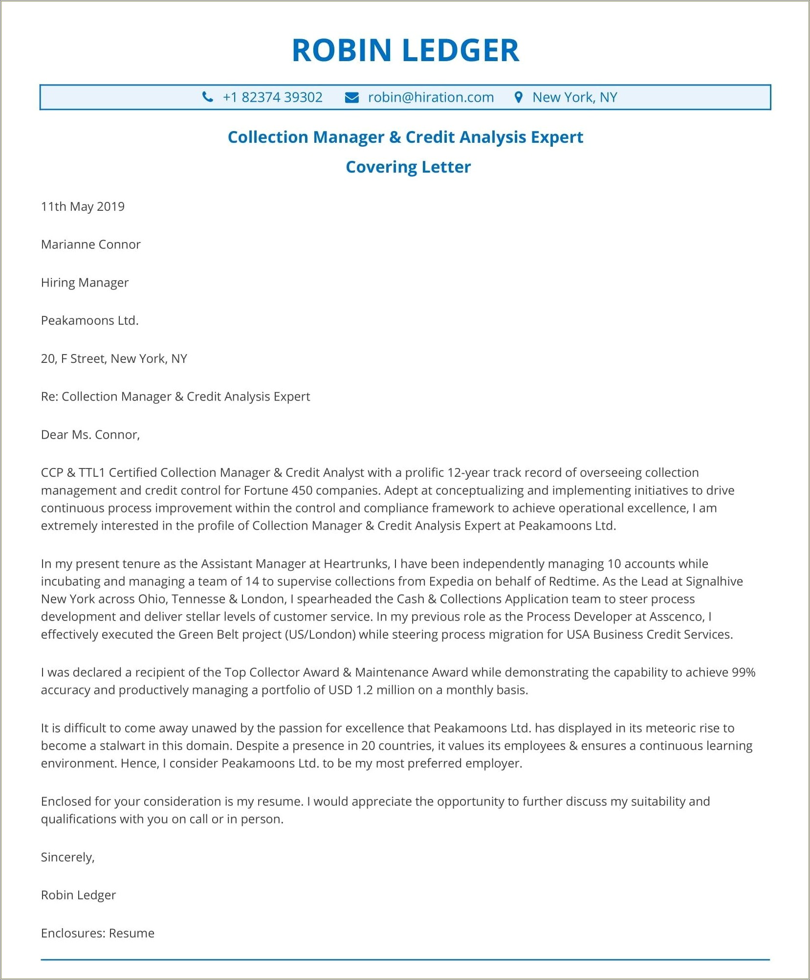 Cover Letter For Resume Sample Format