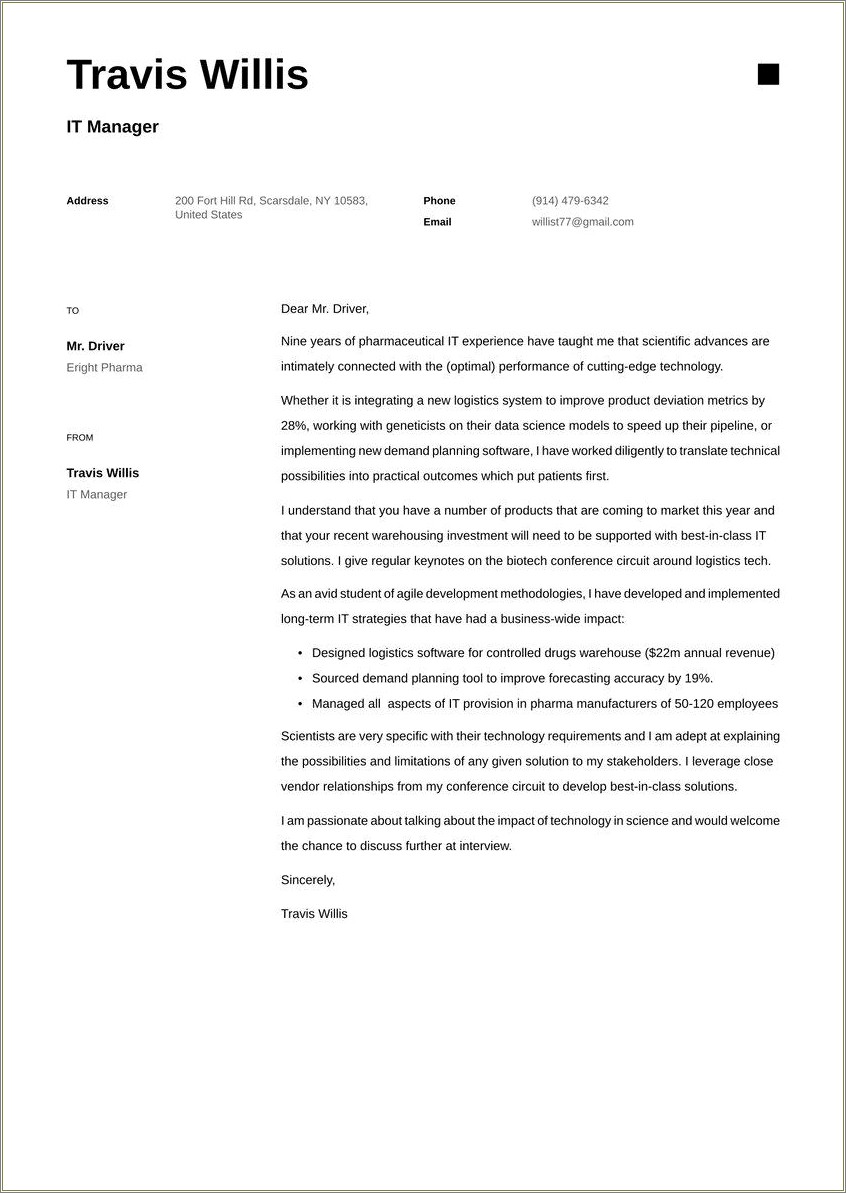 Cover Letter Format For Email Resume