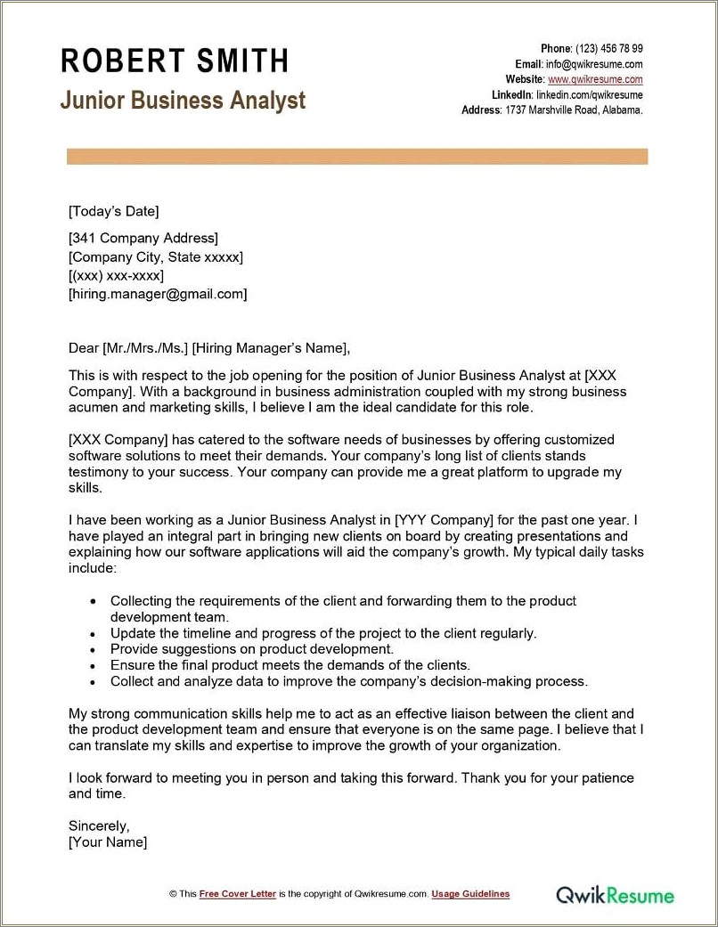 Cover Letter On Resume For Business Mangment