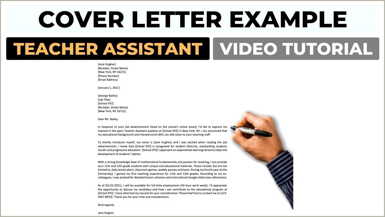 Cover Letter Sample For School Aide Resume