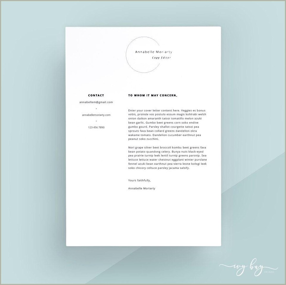 Cover Letter Template With Matching Resume Letterhead