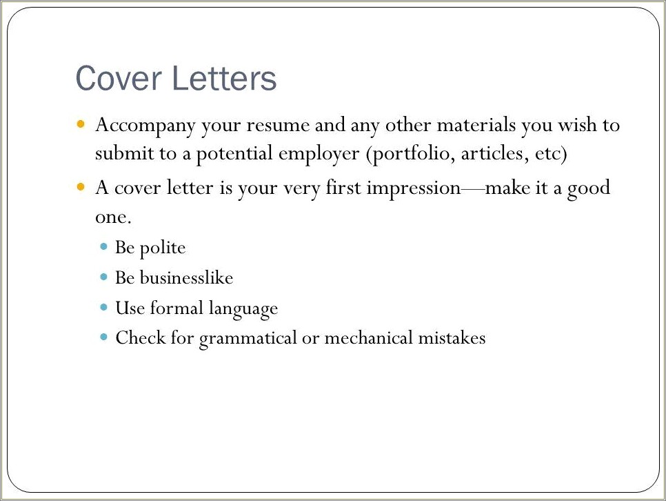 Cover Letter To Accompany Your Resume