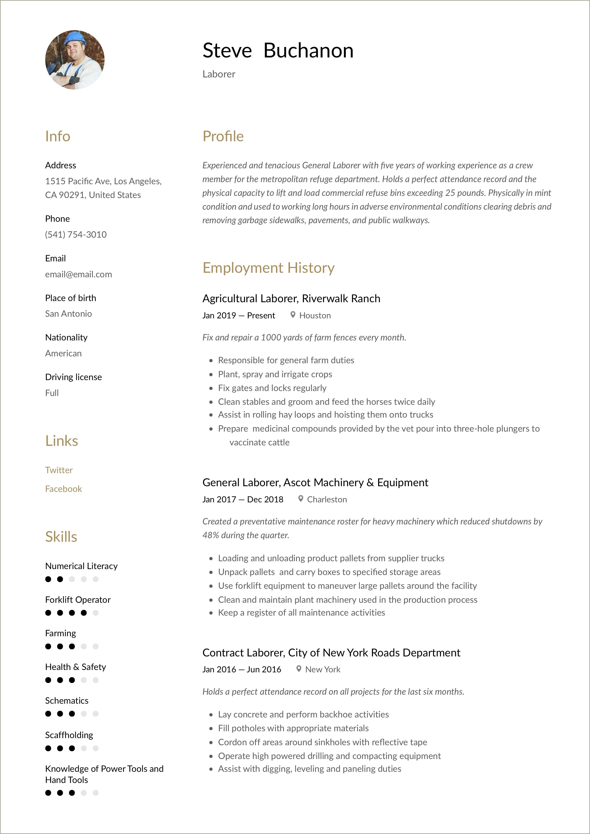 Craigslist Long Island Unskilled Worker Resume