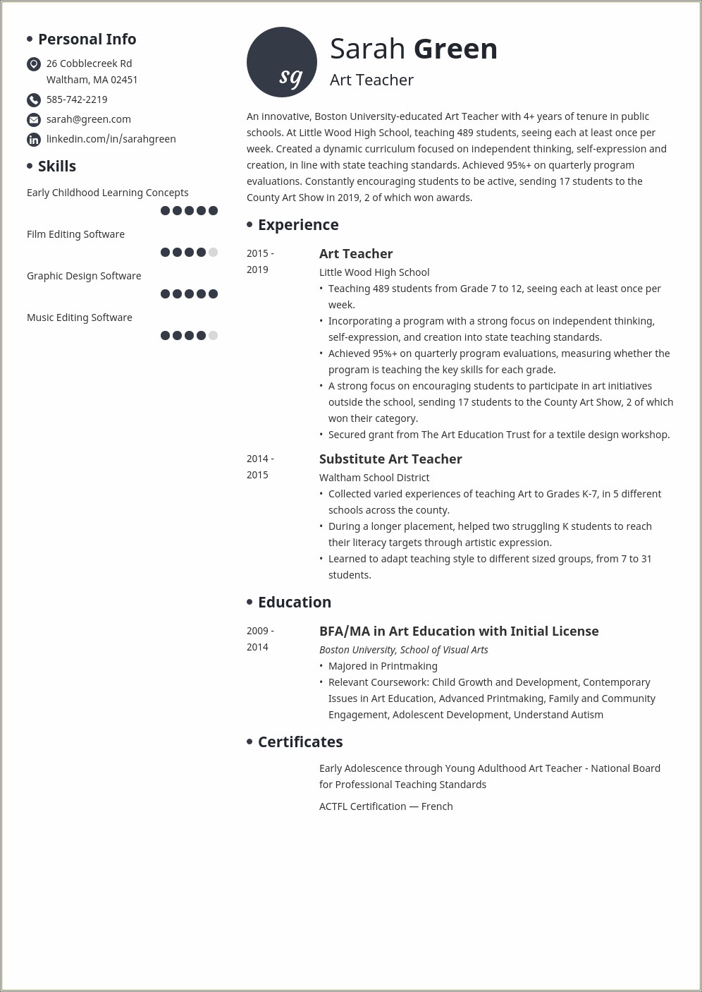 Create A Resume For Teaching Job