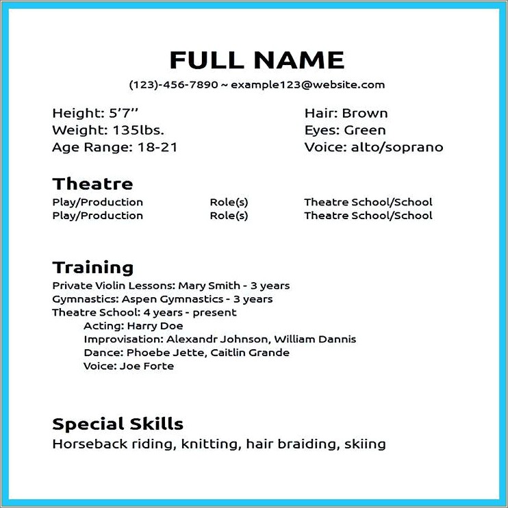 Create An Acting Resume With No Experience