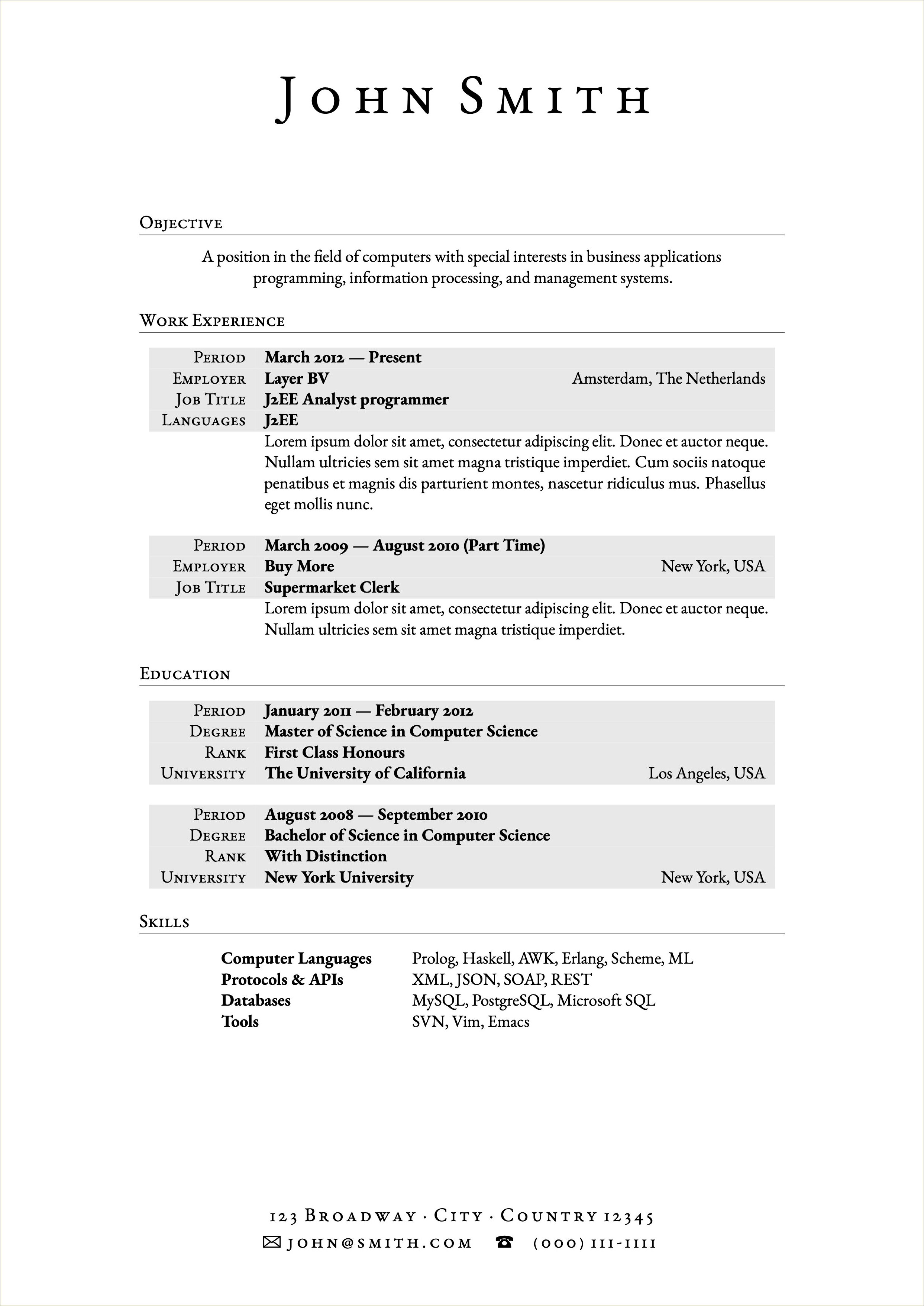 Create One Page Resume Online Free