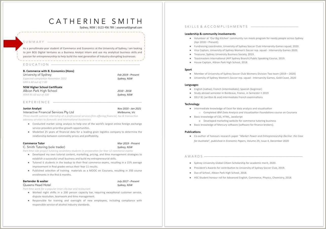 Creating A Resume For Grad School