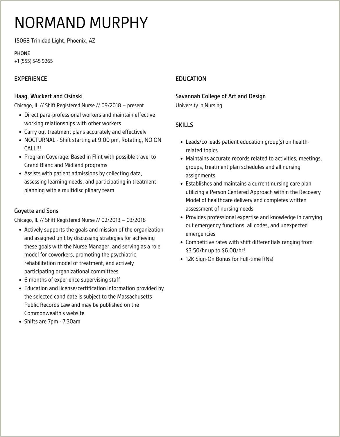 Creating Money Shift Report Skills Resume