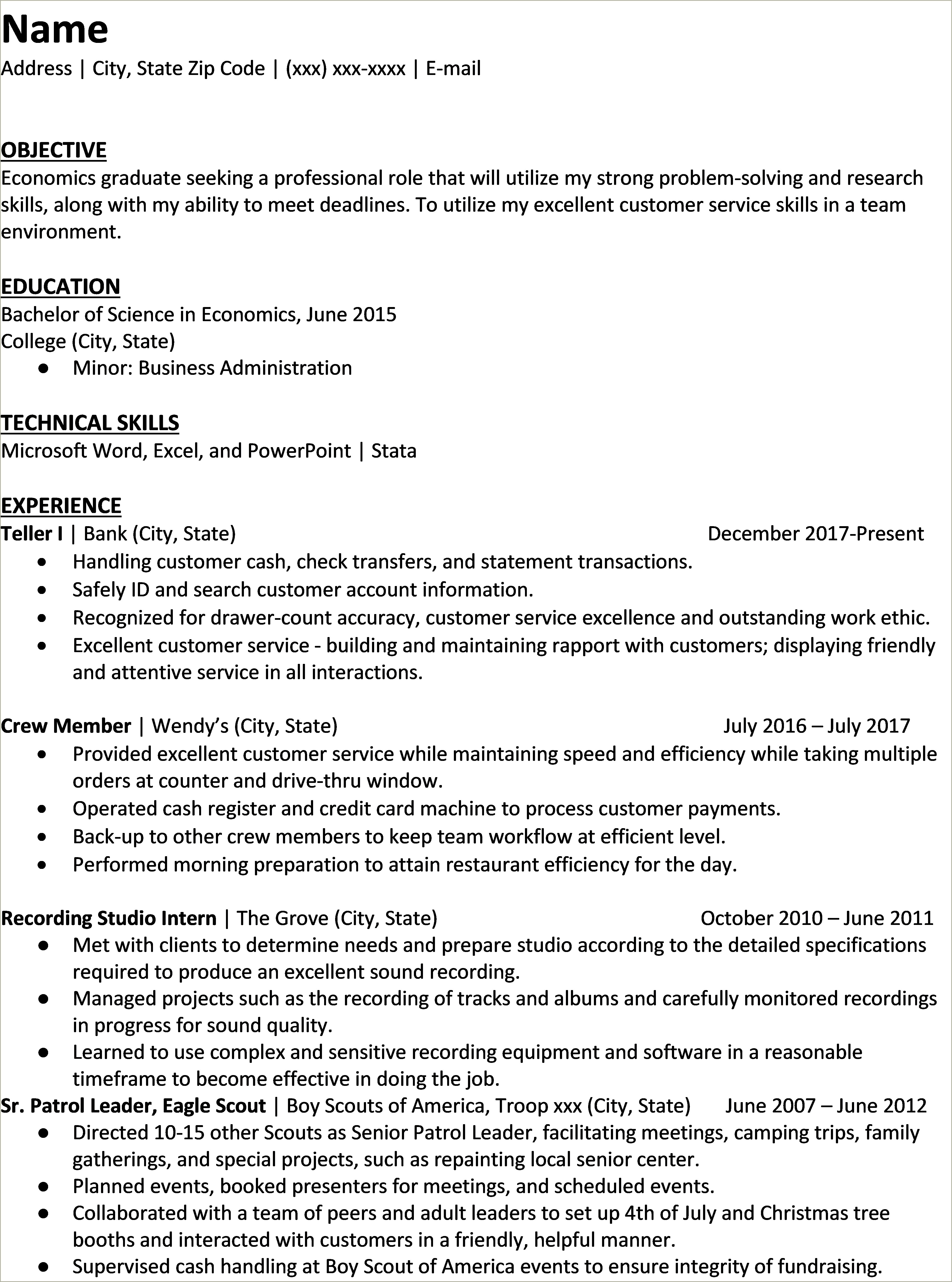 Creative Resume Examples For Business Majors Reddit