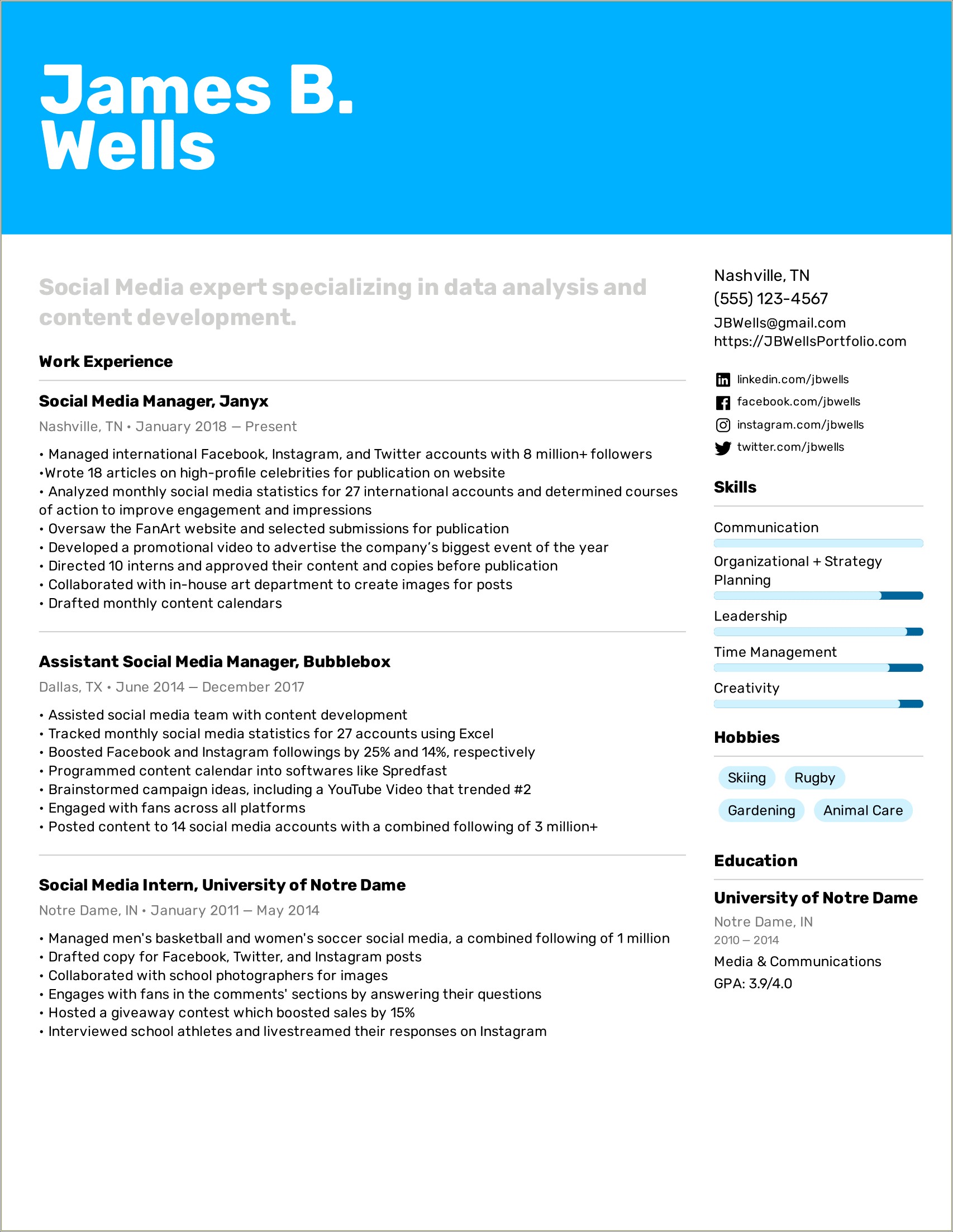 Creative Resume For A Community Manager Role